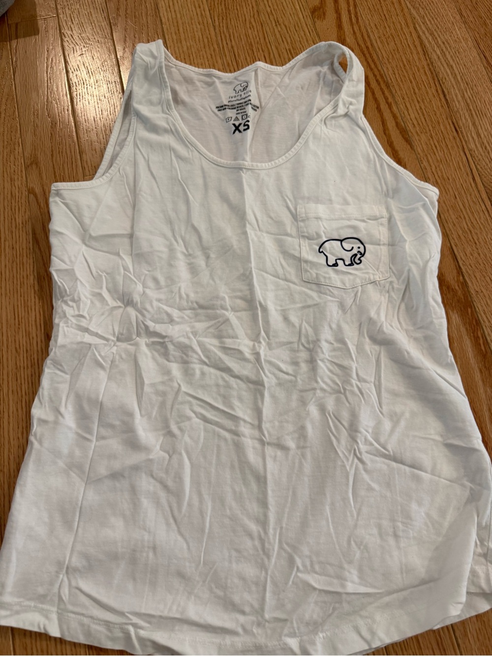 ivory ella White Cotton Tank Top with Elephant Logo